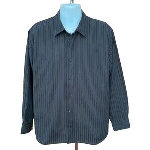 Calvin Klein CK Men's Dark Gray Striped Long Sleeve Dress Shirt Size XL